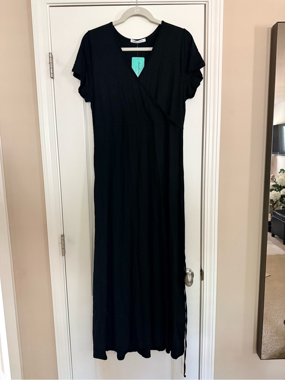 Black Wrap-Style Maxi Dress - Elegant Everyday